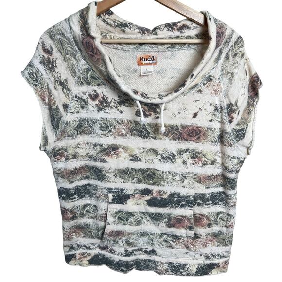 Mudd Large Short Sleeve Top Drawstring Pullover Sweater Stripe - Picture 1 of 5